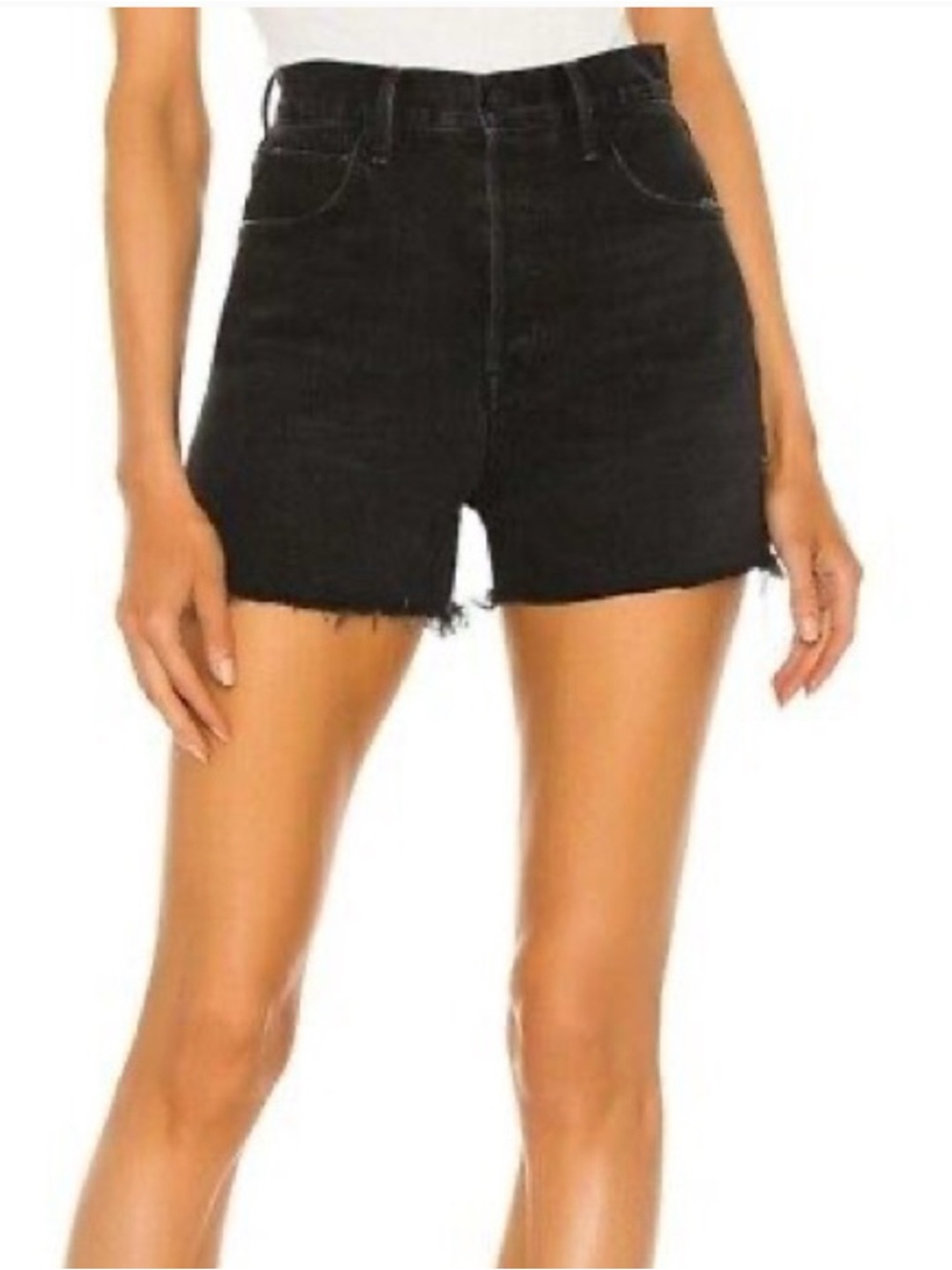 Revolve: GRLFRND ‘Celina’ Black High-Rise Easy Fit Denim Shorts, Size: 26